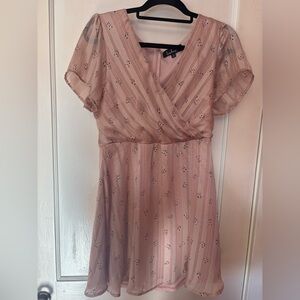 Lulu's Blush Embroidered Wrap Dress